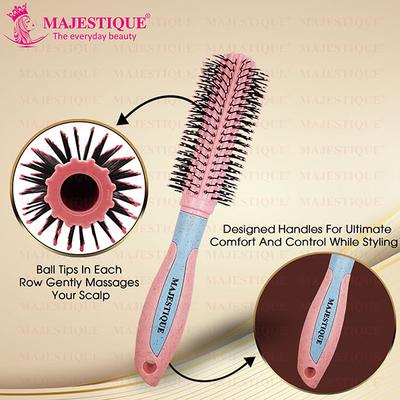 Majestique Hair Round Brush for Blow Drying and Hair Styling with Nylon Bristles - Color May Vary 1's - Hair Combs