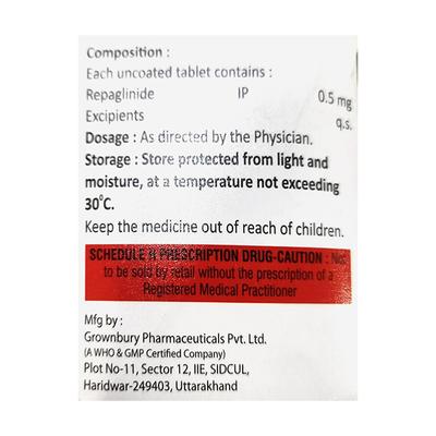 REPAGLINET 0.5 Tablet 15's - Diabetes-Ant