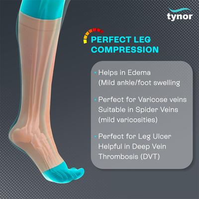 Tynor Compression Stocking Below Knee Classic (Pair) (XL) (I 16) - Knee/Leg Supports