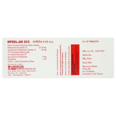 MPROL AM 25/5 Tablet 10's - Hypertension-Bet