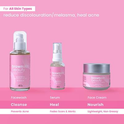 BrownSkin Beauty Immortal Aloe Face Cream and Facewash and Serum Combo 2's - Face Washes