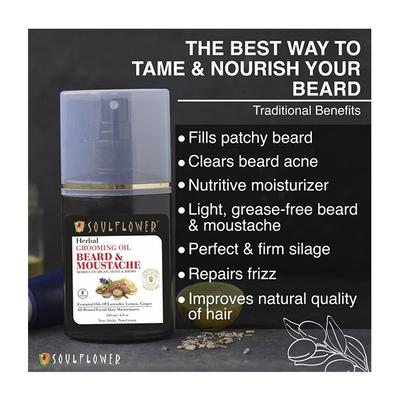 Soulflower Herbal Beard & Moustache Grooming Oil 120 ml - Beard Oil