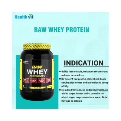 Healthvit Fitness Raw Whey Protein Concentrate 1000 gm - Whey Proteins