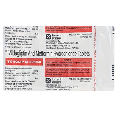 TORGLIP M 50/850mg Tablet 10's - Diabetes-Ant