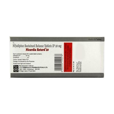 Nicardia Retard 20mg Tablet 15'S - Hypertension-Cal