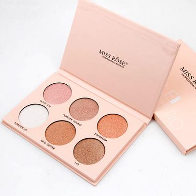 Miss Rose 6 Color Shimmery Highlighter Glow Palette 7003 - 038 20 gm - Face Palettes