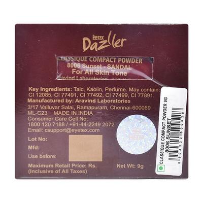Eyetex Dazller Classique Compact Powder- 8006 Sunset 9 gm - Compact Powder