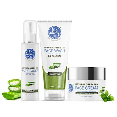 The Moms Co. Oily Skin CTM Regime Green Tea Face Wash, Toner, Face Cream 1's - Face Moisturizers