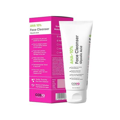Cos-IQ AHA Glycolic Acid 10 percent Face Cleanser Face Wash For Acne and Pimple Glowing Skin for Unisex - 100 ml - Face Wash & Cleansers