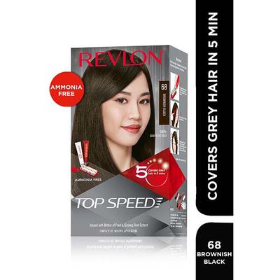 Revlon Top Speed Hair Color For Woman - Brownish Black 68 with Outrageous Conditioner 270 ml - Crème