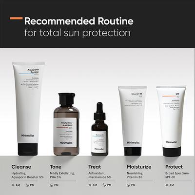 Minimalist SPF 60 Pa ++++ Sunscreen with Silymarin+Hyaluronic Acid+Vitamin E 50gm - Face Sunscreen
