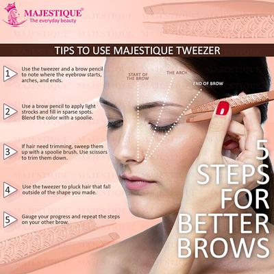 Majestique Slant Tip Tweezer, 3D Touch Eyebrow Plucker for Threading and Facial Hair 1's - Tweezers
