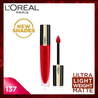 L'Oreal Paris Rouge Signature Matte Liquid Lipstick, 137 Red 8 ml - Lipsticks