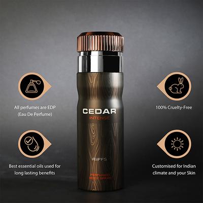 RiiFFS Cedar Intense Deodorant For Women, Perfume Body Spray 200 ml - Women Deodorants/Roll-Ons