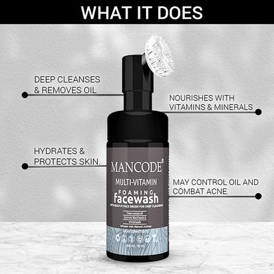 Mancode Multi Vitamin Foaming Face Wash With Bult-In Face Brush For Deep Cleansing 100 ml - Face Wash & Cleansers