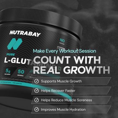Nutrabay Pure 100% L-Glutamine Amino Acid - Unflavoured 250 gm - Amino Acids