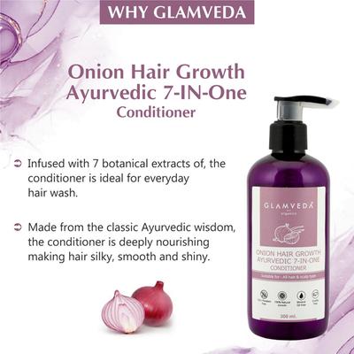Glamveda Onion 7 In One Ayurvedic Hair Growth Conditioner 300 ml - Conditioners