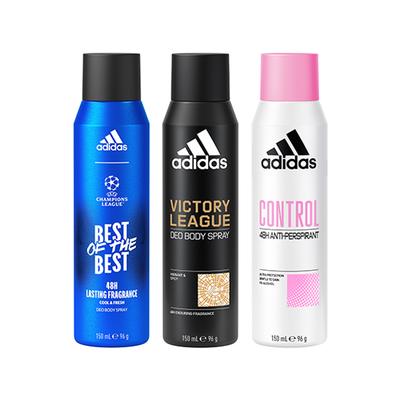Adidas Control 150ml + UEFA BOTB 150ml + Victory League 150ml Deodorant Set 3's - Men Deodorants/Roll-Ons