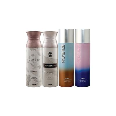 Ajmal 1 Shadow Homme, 1 Silver Shade Homme, 1 Magnetize And 1 Persuade Deodorants Pack of 4 200 ml - Deodorants/Roll-Ons