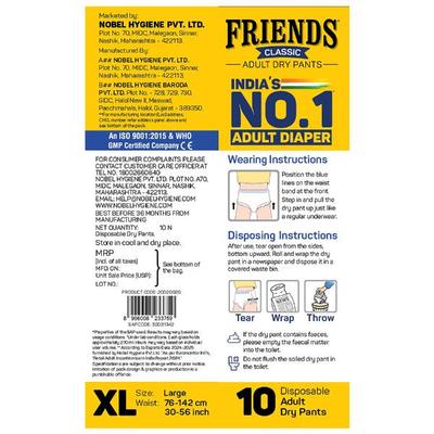 Friends Classic Adult Dry Pants (XL) 10's - Adult Diapers & Pads