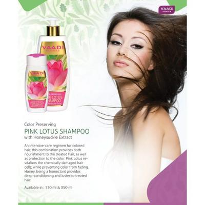 Vaadi Herbals Pink Lotus Shampoo With Honeysuckle Extract - Color Preserving 110 ml - Shampoos
