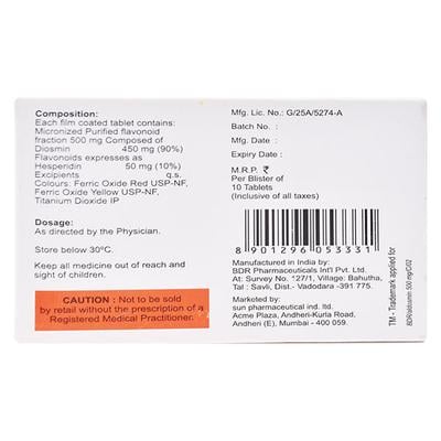 ALDOSMIN 500mg Tablet 10's - Varicose Veins-Phl