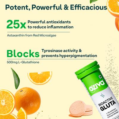 Oziva Bioactive Gluta With L-Glutathione To Reduce Pigmentation, 15 Tablets, Orange Zing 70 gm - Multi-Vitamins
