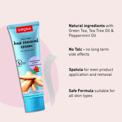 Sirona Talc-Free Hair Removal Cream for Normal Skin 100gm - Shaving & Hair Removal