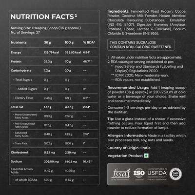Nutrabay Yeast Protein Powder - Rich Chocolate Creme 1 kg - Whey Proteins