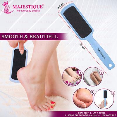 Majestique Large Double-Sided Foot Scrubber Set with Nail Filer, Hard Skin Removal - Multicolor 1's - Body Scrubbers & Brushes