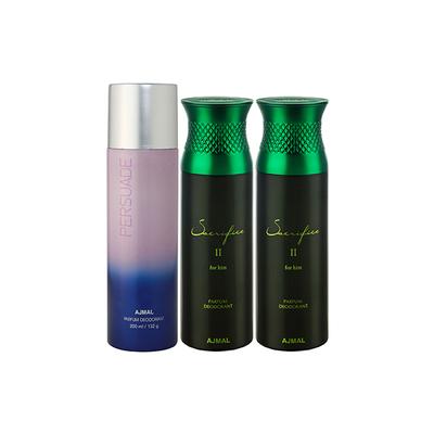 Ajmal 1 Persuade And 2 Sacrifice II For Him Deodorants Pack of 3 200 ml - Deodorants/Roll-Ons