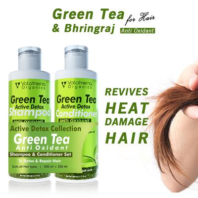 Volamena Active Detox Collection Shampoo (200 ml) + Conditioner (200 ml) - Green Tea (Combo Pack) - Shampoos