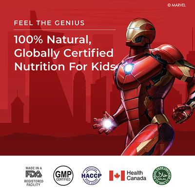 Wellbeing Nutrition Marvel Iron Man Melts Kids Organic Vitamin B12 D3+K2 and Folate Bone and Muscle (30 Strips) - Multi-Vitamins