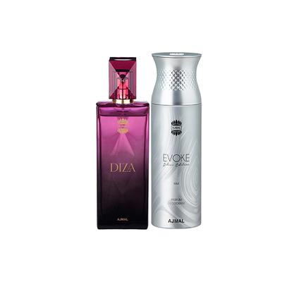 Ajmal Diza EDP Fruity Floral Perfume And Evoke Silver Edition Him Deodorant Spicy Floral Fragrance 300 ml - Perfumes (Edt/Edp)