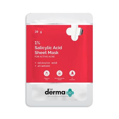 The Derma Co. 1 Percent Salicylic Acid Sheet Mask for Active Acne Allantoin 20gm - Sheet Masks