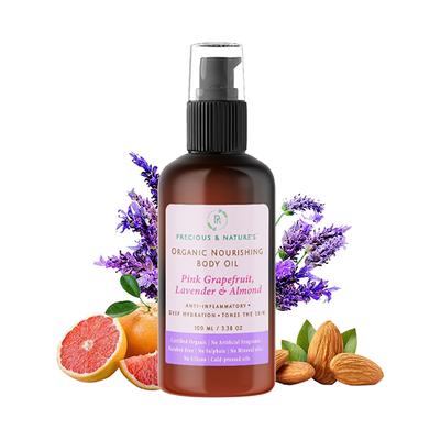 Precious & Nature'S Organic Body Norishment Oil with Pink Grapefruit Lavender and Almond 100 ml - Lotions & Creams
