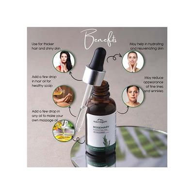 Aravi Organic 100% Pure Natural Rosemary Essential Oil For Hair Growth and Nourish Skin 10 ml - Essential Oils