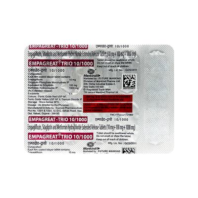 EMPAGREAT TRIO 10/1000 Tablet 10's - Diabetes-Ant