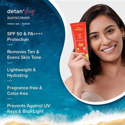 Aqualogica Detan + Dewy Sunscreen With Cherry Tomato & Hyaluronic Acid With SPF 50 & Pa ++++ 80 gm - Body Sunscreen
