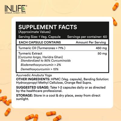 INLIFE Turmeric Oil Curcumin Veg Capsules 60's - Multi-Vitamins