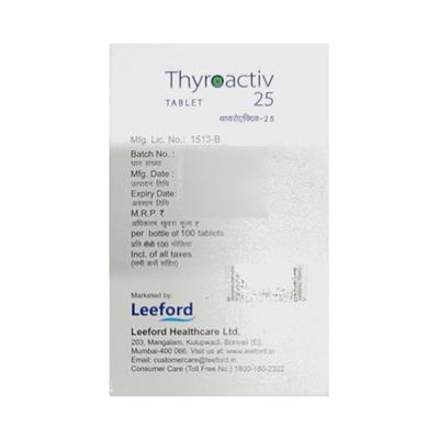 THYROACTIV 25 Tablet 100's - Hypothyroidism