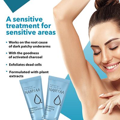 Namyaa Underarm Whitening Cream Kit for Dark Underarm and Uneven Tone with Vitamin C and Charcoal Extracts 100gm 2's - Intimate Hygiene