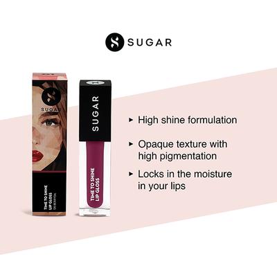 SUGAR Cosmetics Time To Shine Lip Gloss - 08 Berryda 4.5 gm - Lip Glosses
