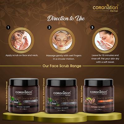 COROnation Herbal Coffee Face Scrub 100 gm - Scrubs & Exfoliants