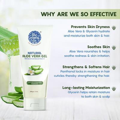 The Mom's Co. Natural Aloe Vera Gel with Glycerine and Natural Vitamin E 200gm - Face Gels