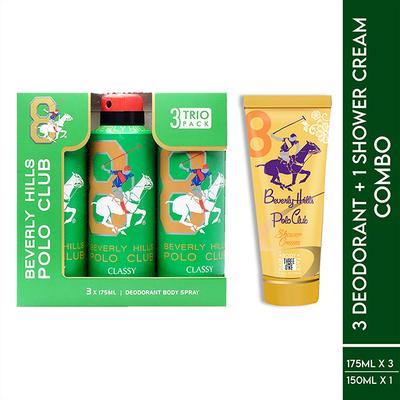 Beverly Hills Polo Club Classy Men Deo No.8 Trio Pack + Sports No.8 Women Shower Cream 3-in-1 Set 675 ml 1's - Deodorants/Roll-Ons