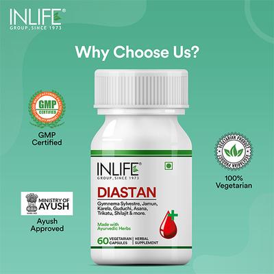 INLIFE Diastan Vegetarian Capsule 60's - Diabetes (Fitness)