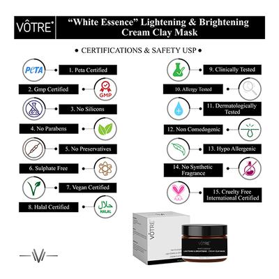 Votre Lightening & Brightening Cream Clay Mask - White Essence 50 gm - Face Creams