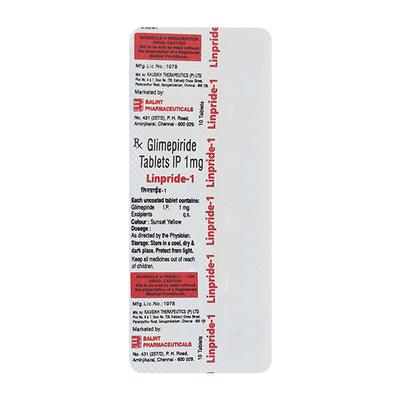 Linpride 1Mg Tablet 10's - Diabetes-Ant