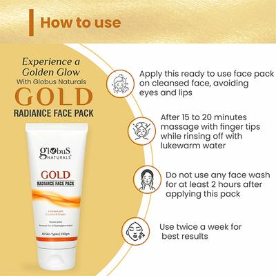 Globus Naturals Gold Radiance Anti Ageing & Brightening Face Pack, 100gm each 2's - Masks & Peels
